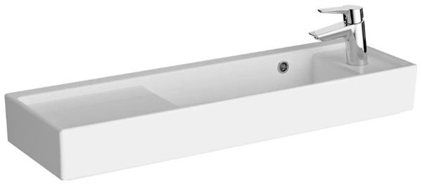 VitrA 7407B003-0029 ArchiPlan Tezgah Üstü Sağ Armatür Delikli Lavabo 90cm,Beyaz.